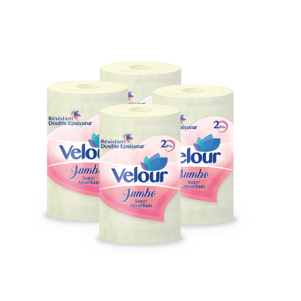 Lot de 4 essuie tout *2 velour blanc 2 plis